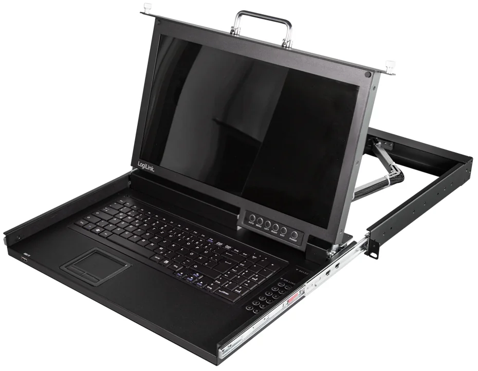 Console KVM LogiLink 17 Pouces LCD avec Switch 8 Ports Noir - Gestion Serveurs Efficace