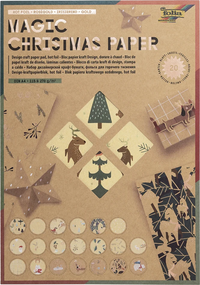 folia Bloc de papier kraft MAGIC CHRISTMAS PAPER, A4