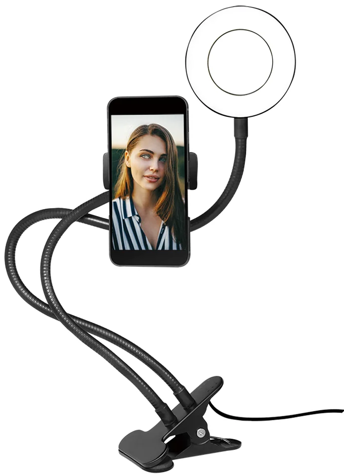 LogiLink Ring light avec support de smartphone à pince, 85mm