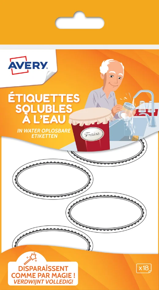 AVERY Etiquette soluble à l'eau, oval