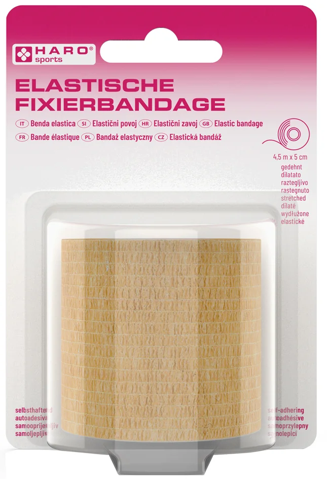 HARO Bande de fixation élastique, 50 mm x 4,5 m, ton chair