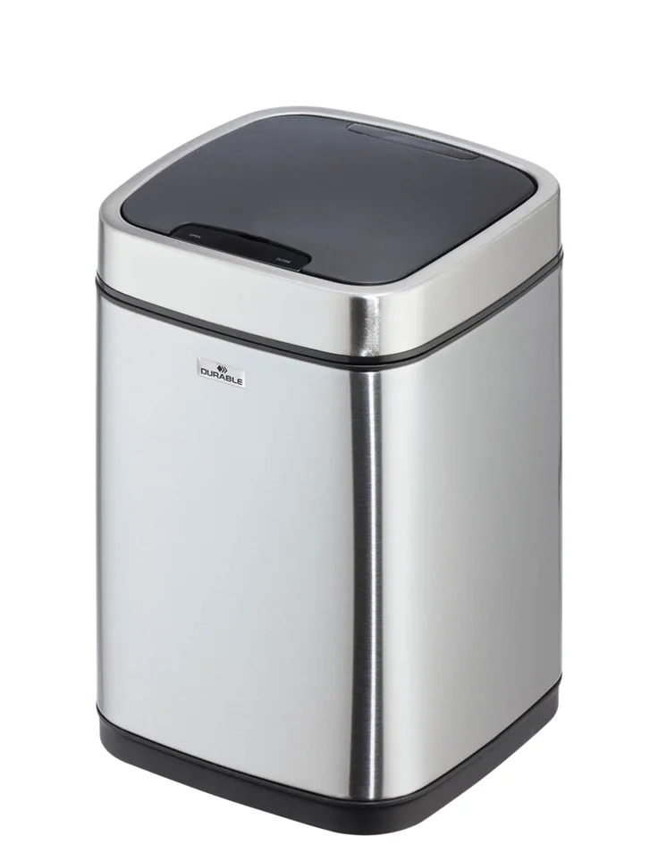DURABLE Poubelle automatique 'NO TOUCH', 12 litres, argent