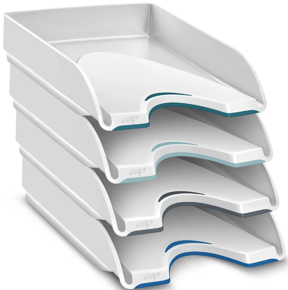 CEP Corbeille à courrier Nuance, format A4, pack de 4, blanc Grand Paris Fournitures CEP Corbeille à courrier Nuance, format A4, pack de 4, blanc