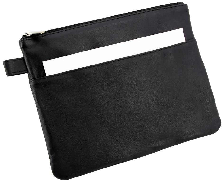 Alassio Sac de banque avec poche avant, cuir, noir