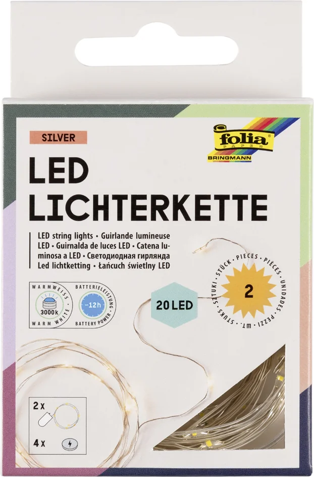 folia Guirlande lumineuse LED, fonctionne à pile, 20 LED