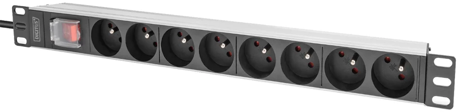 DIGITUS Multiprise 19', 8 prises, 1 U, avec interrupteur