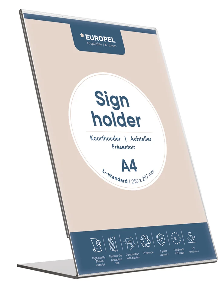 EUROPEL Porte-visuel acrylique, A6 portrait, incliné