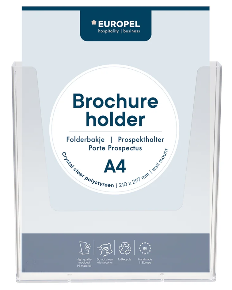 EUROPEL Porte-brochures mural, A4 portrait, transparent