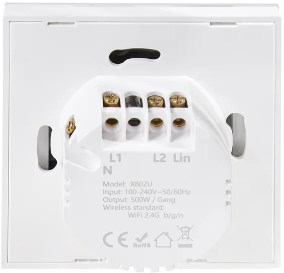 LogiLink Interrupteur mural RGB WiFi Smart, 2 boutons, blanc