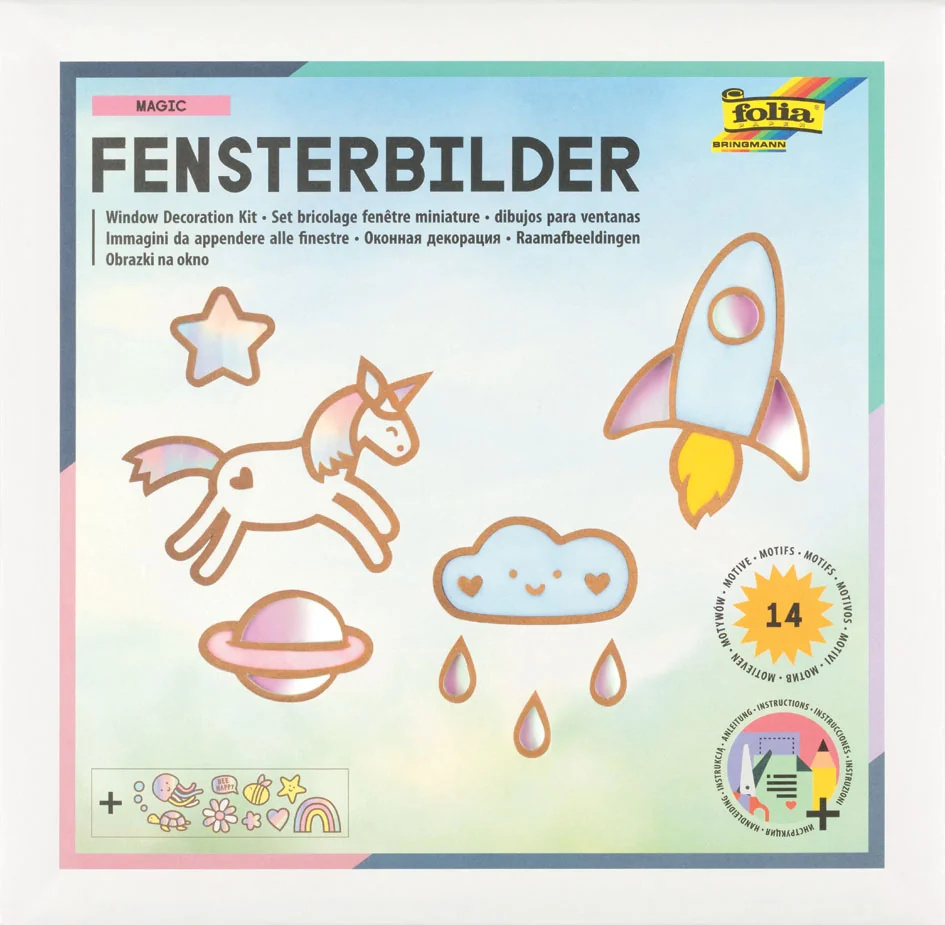 folia Kit de décoration pour fenêtre MAGIC, 14 motifs