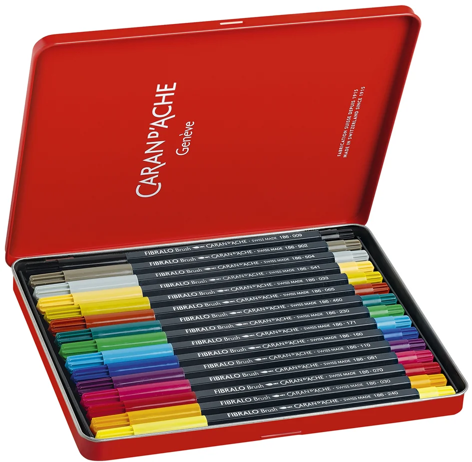 CARAN D'ACHE Feutre FIBRALO Brush, étui métal de 15 Grand Paris Fournitures CARAN D'ACHE Feutre FIBRALO Brush, étui métal de 15 – Image 4