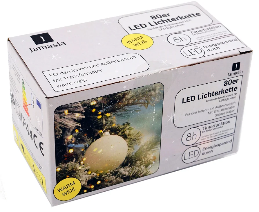 Jamasia Guirlande lumineuse LED, 80 ampoules, IP 44, vert