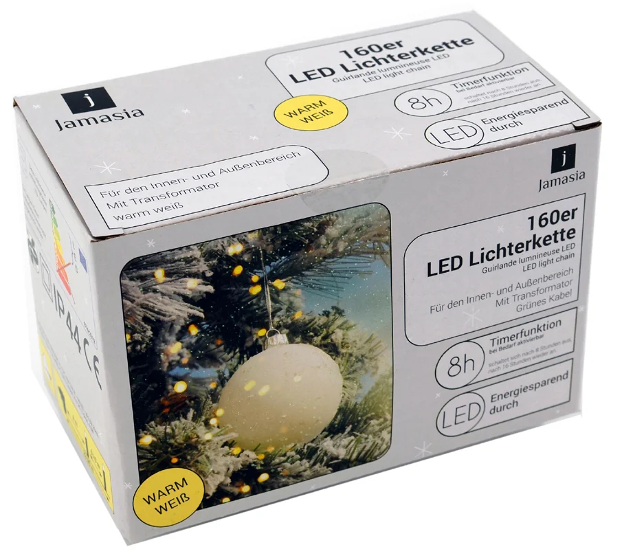 Jamasia Guirlande lumineuse LED, 160 ampoules, IP 44, vert