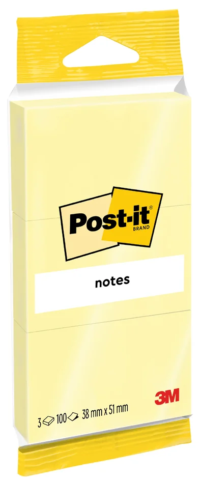 Post-it Bloc-note adhésif, 76 x 127 mm, jaune, blister
