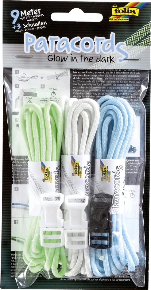 folia Set paracorde 'GLOW IN THE DARK', couleurs assorties