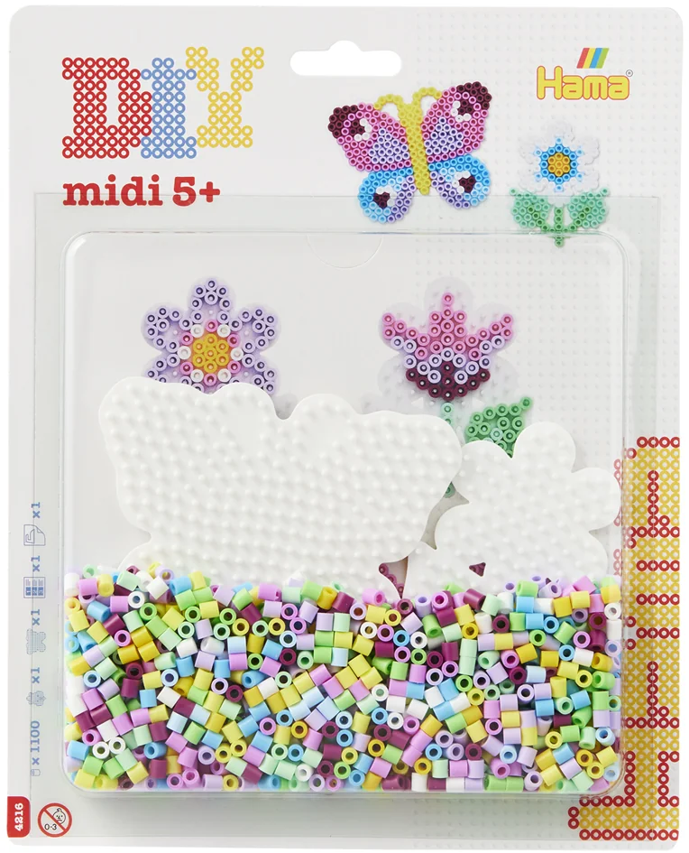 Hama Perles à repasser midi 'Papillon/petite fleur', blister