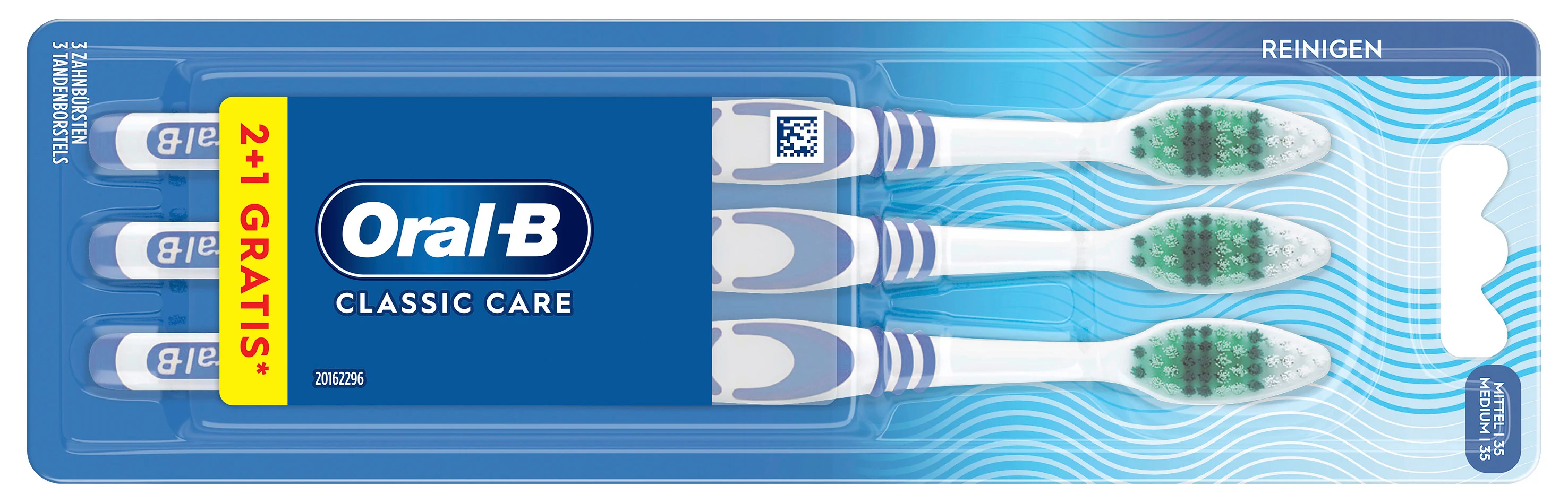 Oral-B Brosse à dents CLASSIC CARE 35, medium, pack 2+1