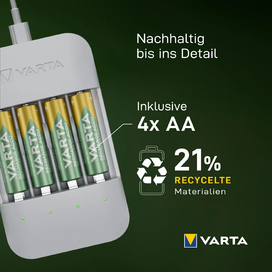 VARTA Chargeur ECO Charger Pro Recycled, avec 4x Micro AA Grand Paris Fournitures VARTA Chargeur ECO Charger Pro Recycled, avec 4x Micro AA – Image 5