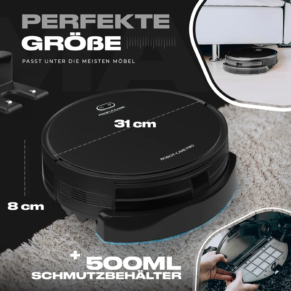 PROFI CARE Aspirateur robot PC-BSR 3108, noir Grand Paris Fournitures PROFI CARE Aspirateur robot PC-BSR 3108, noir – Image 2