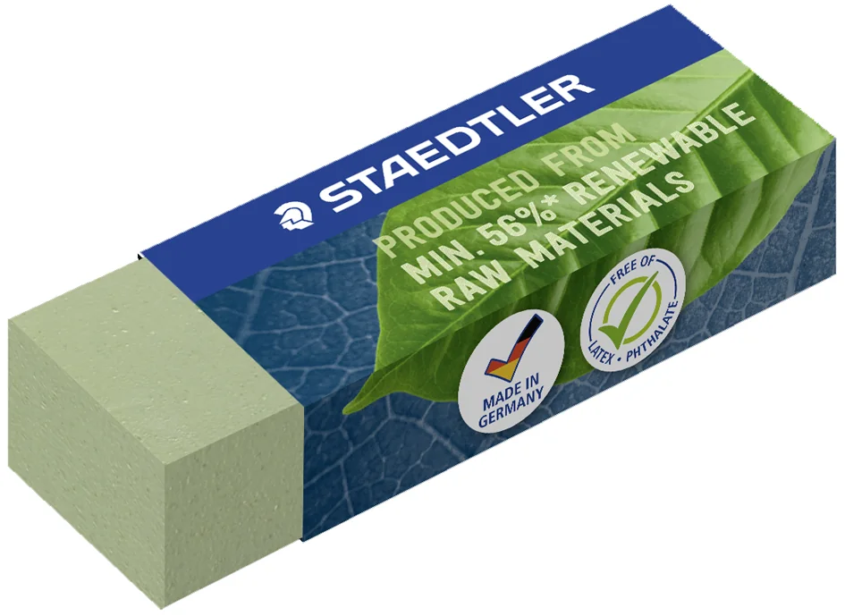 STAEDTLER Gomme, 65 x 23 x 13 mm, vert olive, présentoir 20