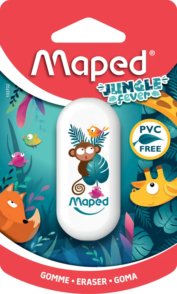 Maped Gomme plastique JUNGLE fever, blister, blanc