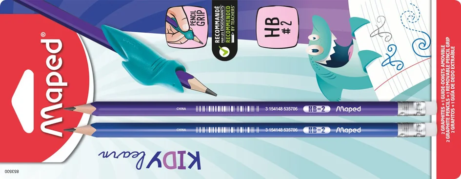 Maped Crayon de papier, avec gomme, HB, blister de 2