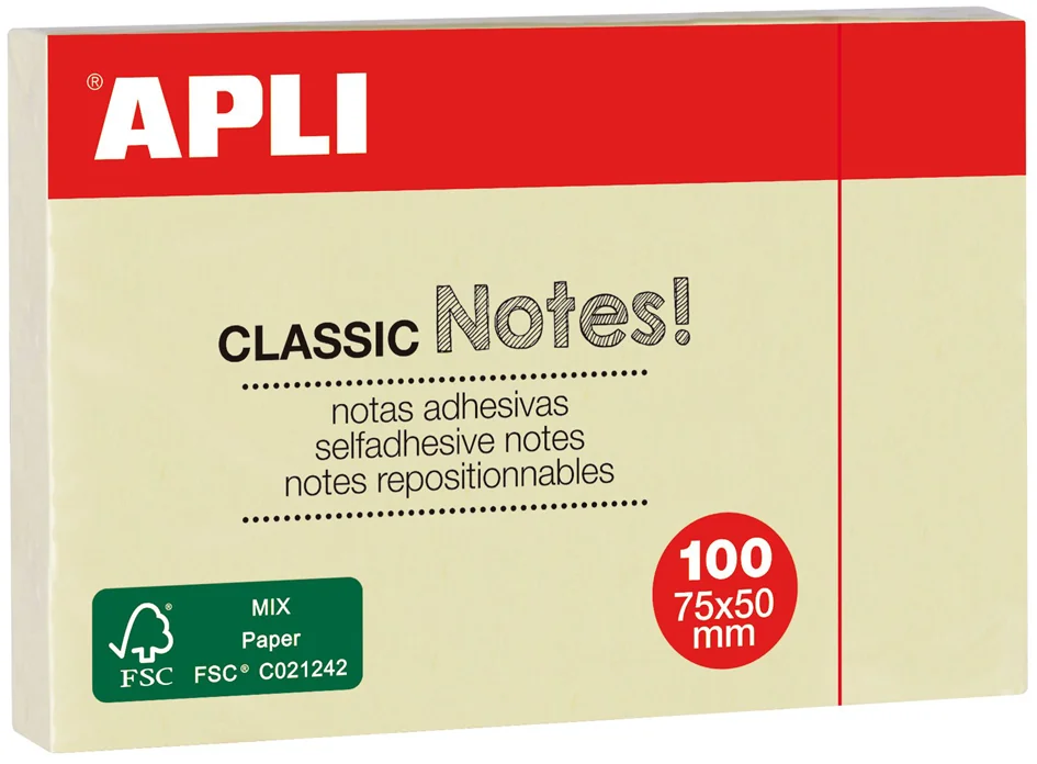 APLI Notes adhésives 'CLASSIC Notes!', 40 x 50 mm, jaune