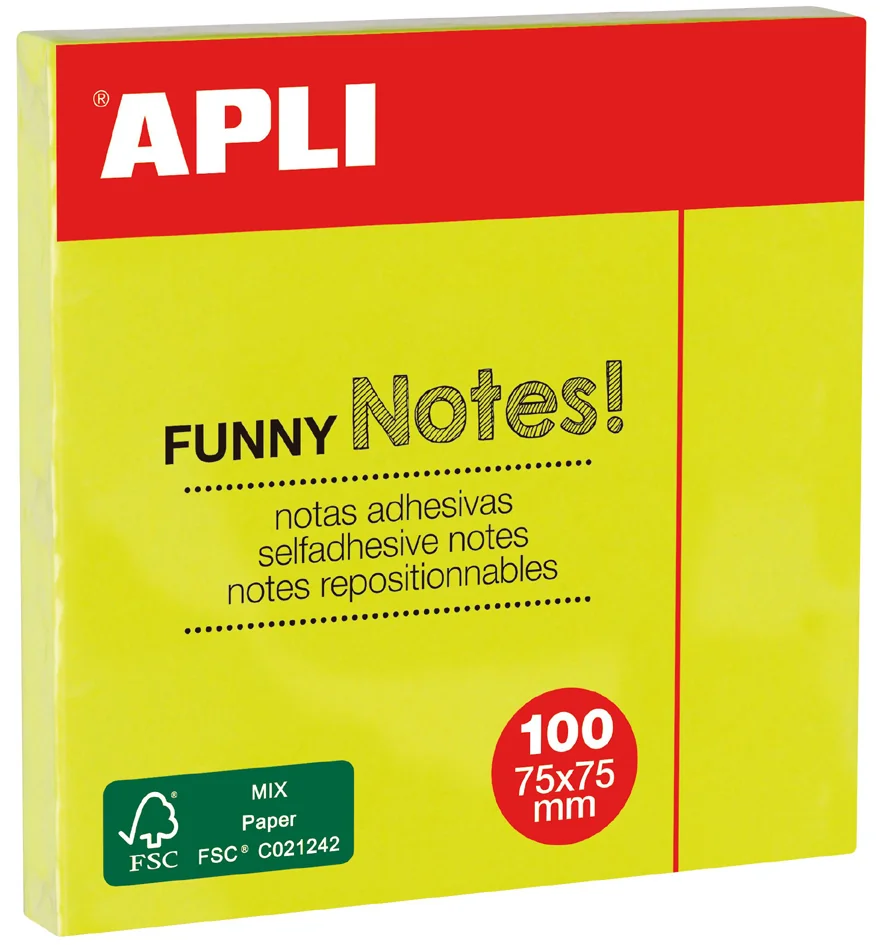 APLI Notes adhésives 'FUNNY Notes!', 75 x 75 mm, rose fluo