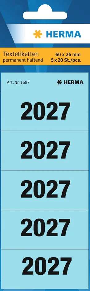 HERMA Étiquette pour classeur '2027', 60 x 26 mm, bleu