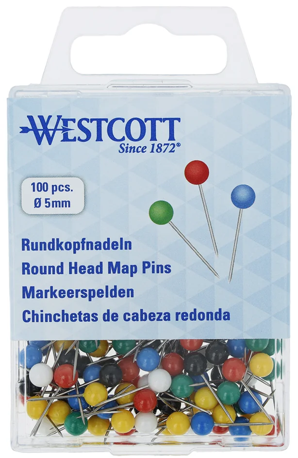 WESTCOTT Épingle à tête ronde, taille 5, blanc
