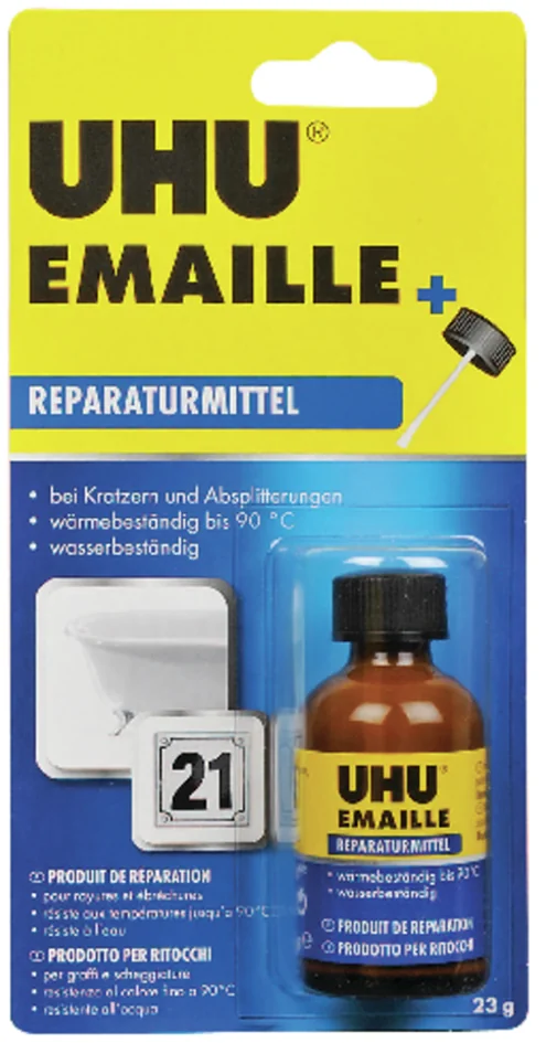UHU Produit de réparation ÉMAIL, flacon à pinceau de 23 g Grand Paris Fournitures UHU Produit de réparation ÉMAIL, flacon à pinceau de 23 g