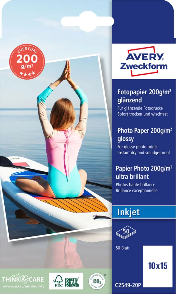 AVERY Zweckform Papier photo jet d'encre EVERYDAY, 10x15 cm