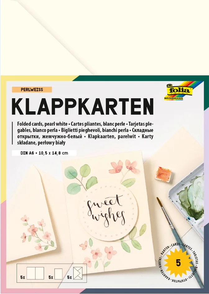 folia Kit de cartes pliantes, 105 x 150 mm, bleu roi