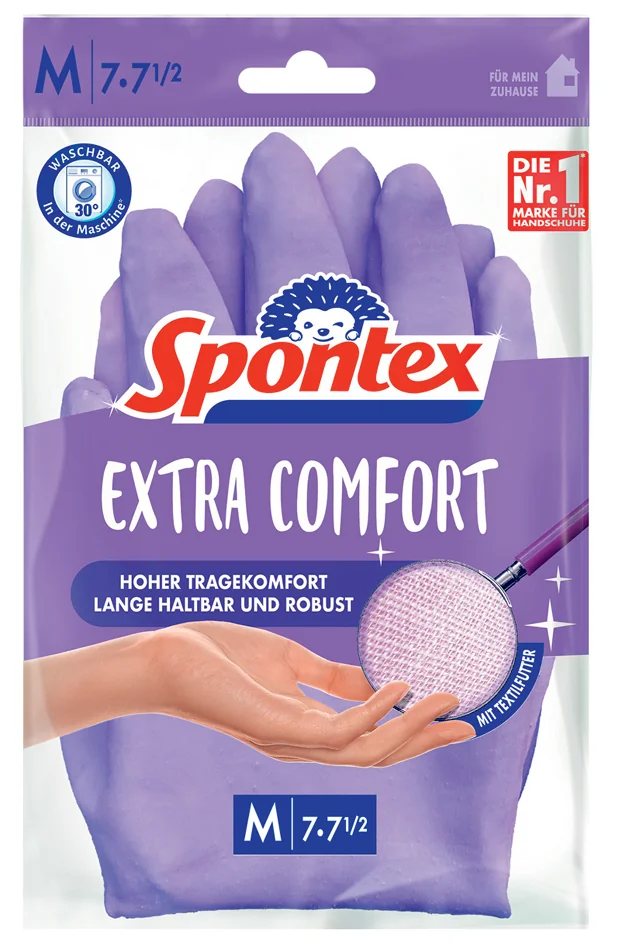 Spontex Gant en latex Extra Comfort, taille: M, lilas