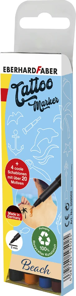 EBERHARD FABER Kit crayon de tatouage Beach, carton de 4