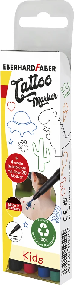 EBERHARD FABER Kit crayon de tatouage Kids, carton de 4