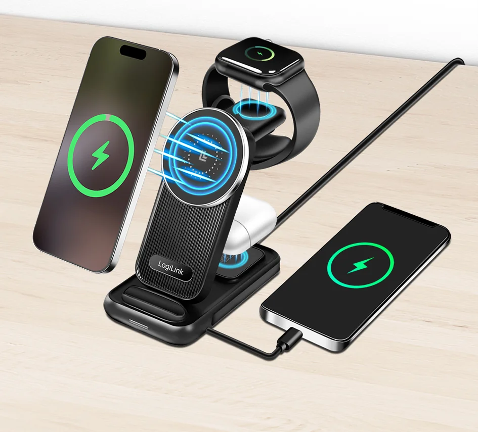 LogiLink Station de charge 4 en 1, compatible Apple MagSafe