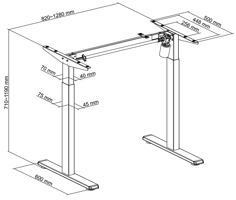 LogiLink Piètement de bureau, électrique, noir