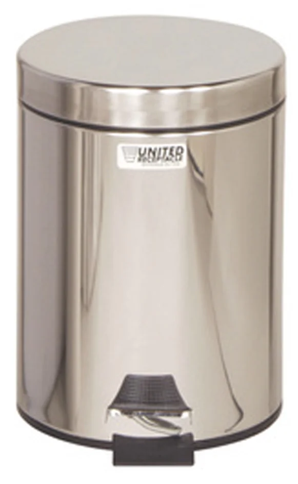 Rubbermaid Poubelle à pédale, ronde, 5,6 litres, argent