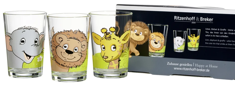 Ritzenhoff & Breker Verre ANIMAUX D'AFRIQUE, set de 3
