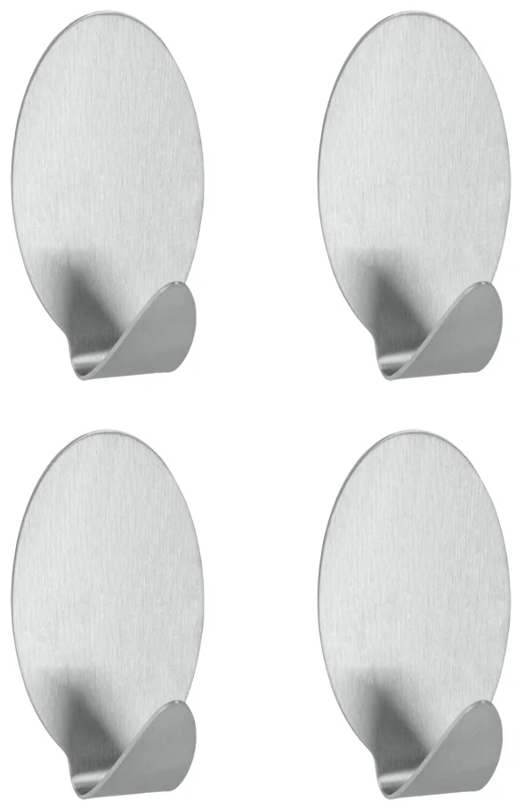 metaltex Crochet adhésif Lilliput, set de 4, ovale, inox